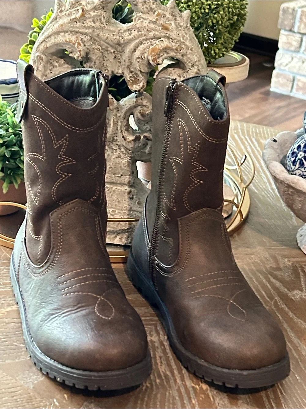Gymboree Kids Brown Western Zip Cowboy Boots size 3